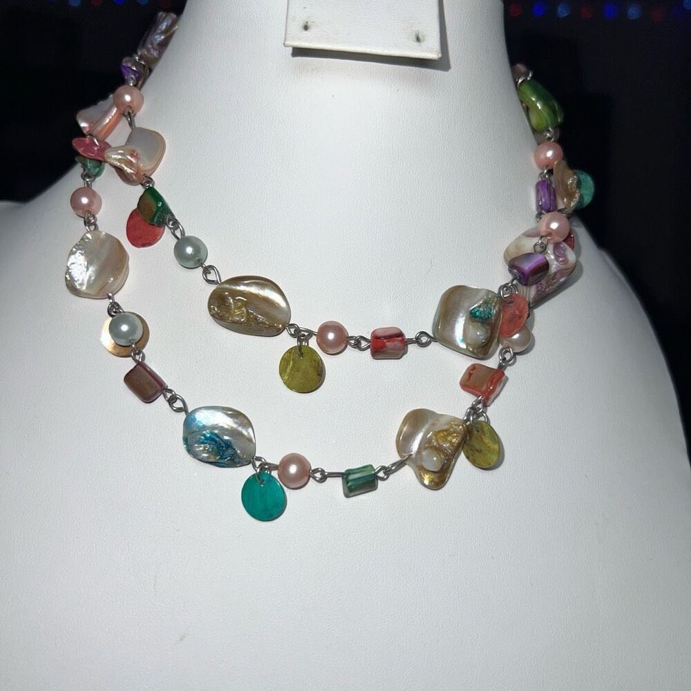 Vintage Boho Continuous Strand (Shown Double) of Various Shell and Beads - Picture 1 of 6